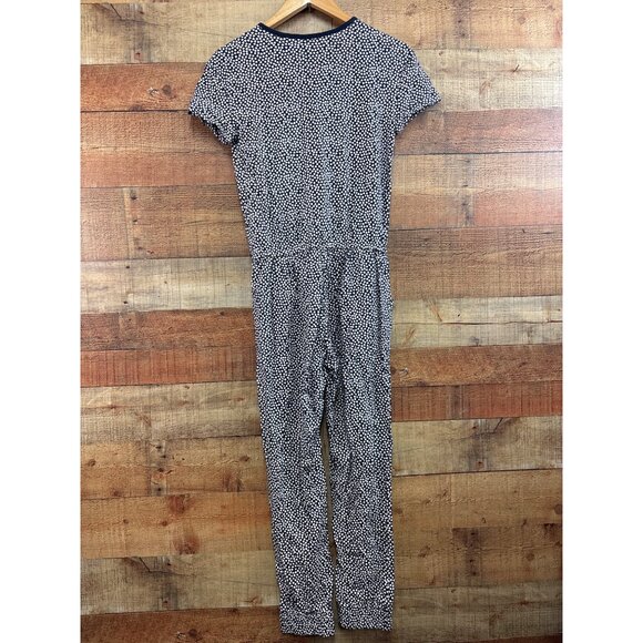 Gap Kids XL Navy & White Heart Print Jumpsuit With Red Bow Accent Short Sleeves - Picture 7 of 8